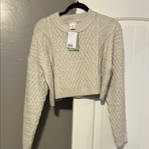 H&M Cream Cable Knit Cropped Sweater